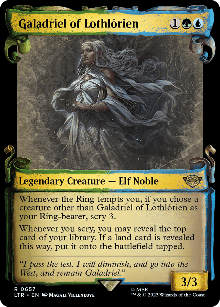 Galadriel of Lothlorien (Showcase Scrolls) (LTR-657) [The Lord of the Rings: Tales of Middle-earth] (Showcase) Foil MTG Single Wizards of the Coast
