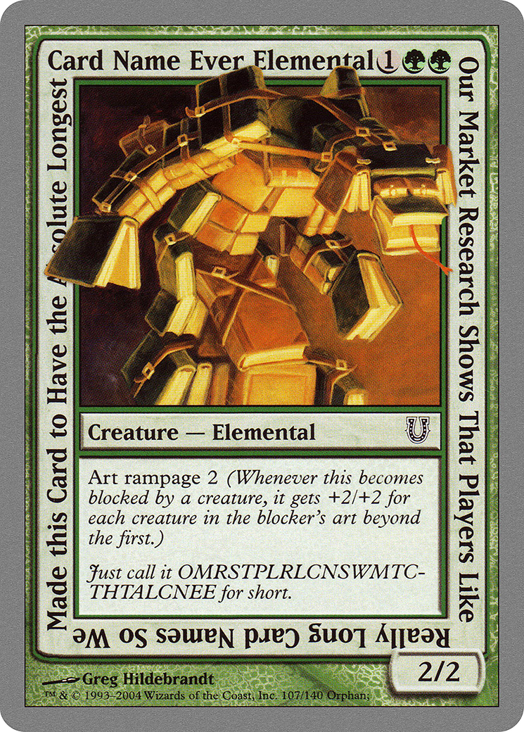 Our Market Research Shows That Players Like Really Long Card Names So We Made this Card to Have the Absolute Longest Card Name Ever Elemental (UNH-107) [Unhinged] Foil MTG Single Wizards of the Coast