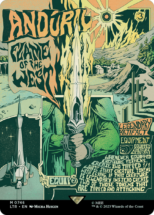 Anduril, Flame of the West (Borderless Poster) (LTR-746) [The Lord of the Rings: Tales of Middle-earth] (Borderless) Foil MTG Single Wizards of the Coast