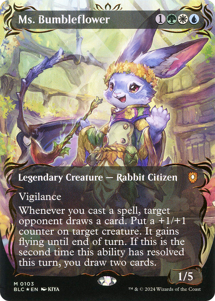 Ms. Bumbleflower (Raised Foil) (BLC-103) [Bloomburrow Commander] (Borderless) Foil MTG Single Wizards of the Coast