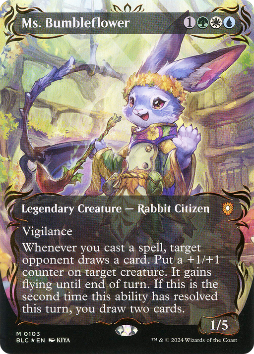 Ms. Bumbleflower (Raised Foil) (BLC-103) [Bloomburrow Commander] (Borderless) Foil MTG Single Wizards of the Coast
