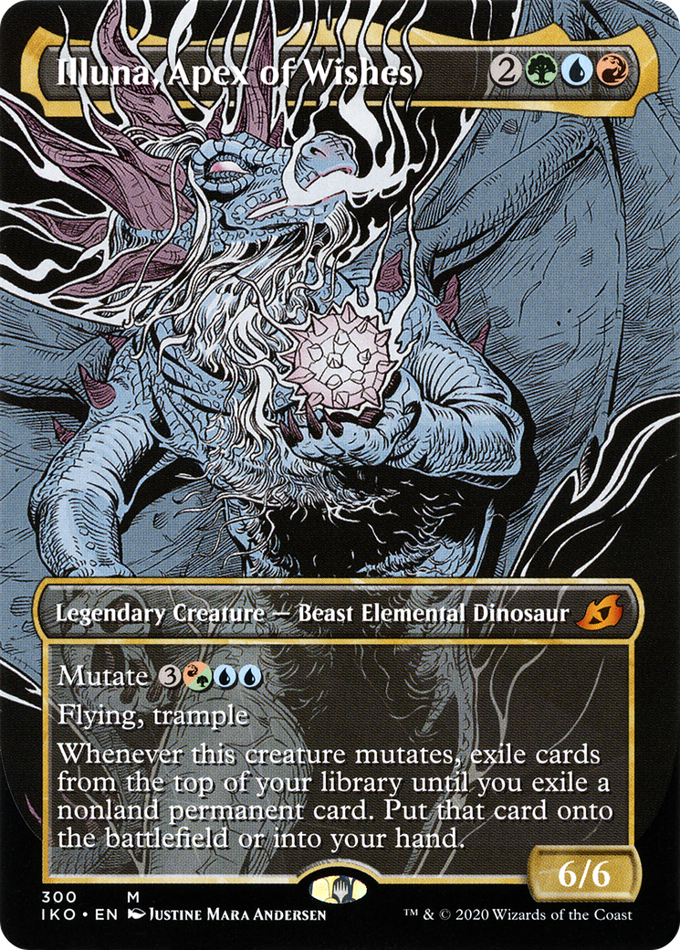Illuna, Apex of Wishes (IKO-300) [Ikoria: Lair of Behemoths] (Showcase) (Borderless) MTG Single Wizards of the Coast