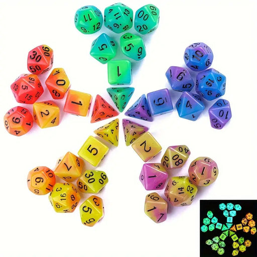 Seriously Good Dice: Glow in the Dark 7pc Green Pink / Black Dice & Gaming Accessories Taps Imports