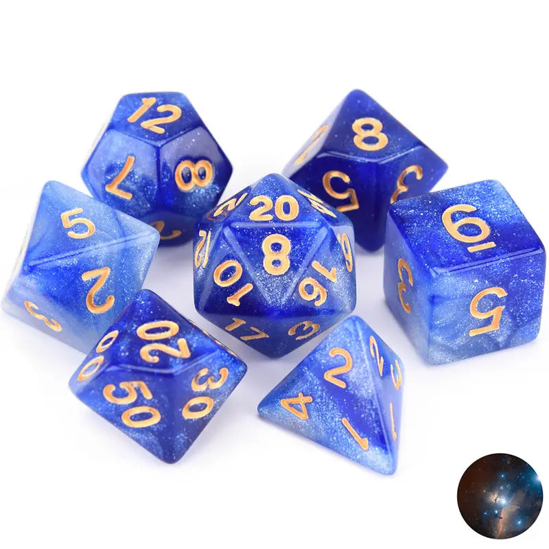 Taps Games: Resin Dice Blue Starry Sky 7-Die Set Dice & Gaming Accessories Taps Imports
