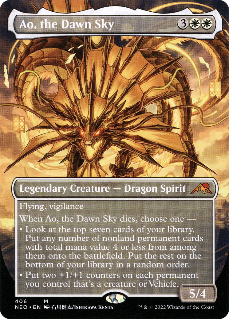 Ao, the Dawn Sky (NEO-406) [Kamigawa: Neon Dynasty] (Borderless) MTG Single Wizards of the Coast