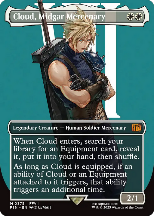 Cloud, Midgar Mercenary (FIN-375) [FINAL FANTASY] (Borderless) Foil MTG Single Wizards of the Coast