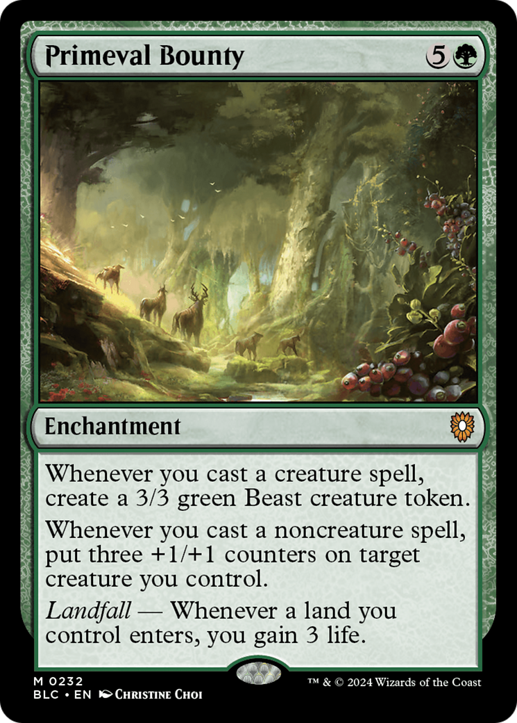 Primeval Bounty (BLC-232) [Bloomburrow Commander] MTG Single Wizards of the Coast