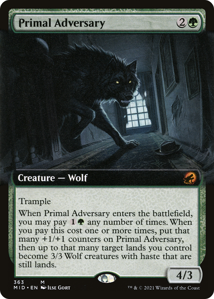 Primal Adversary (MID-363) [Innistrad: Midnight Hunt] (Extended Art) Foil MTG Single Wizards of the Coast