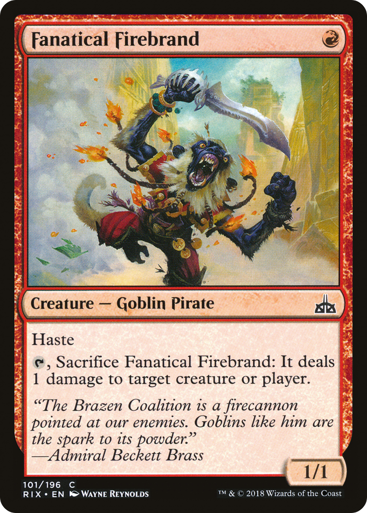 Fanatical Firebrand (RIX-101) [Rivals of Ixalan] MTG Single Wizards of the Coast