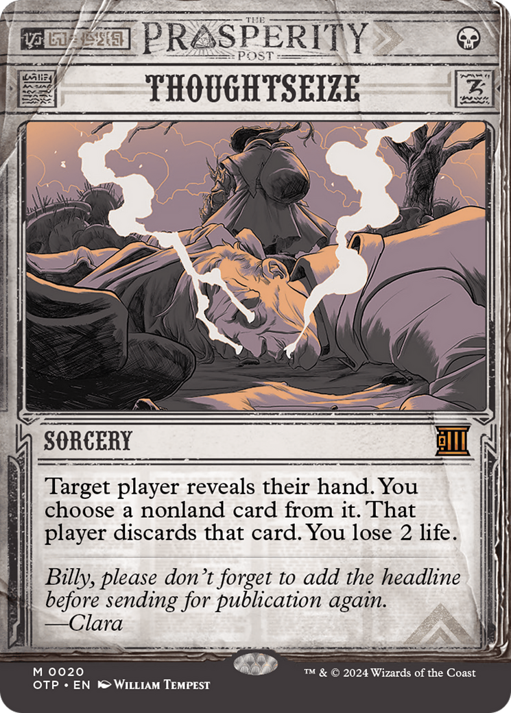 Thoughtseize (OTP-020) [Breaking News] (Showcase) (Borderless) Foil MTG Single Wizards of the Coast