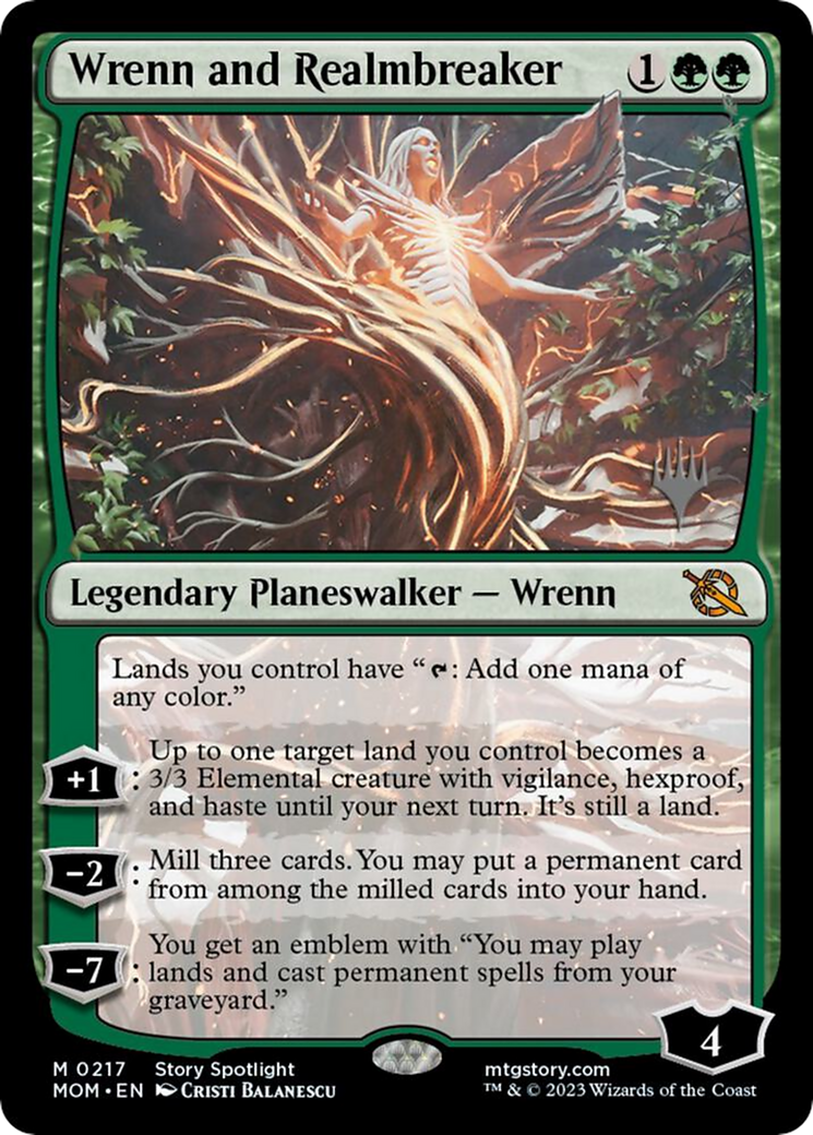 Wrenn and Realmbreaker (PPMOM-217) [March of the Machine Promos] Foil MTG Single Wizards of the Coast