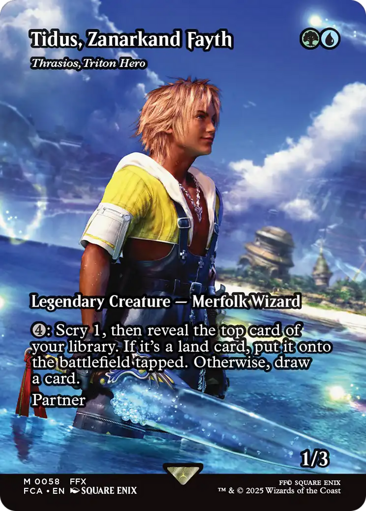 Tidus, Zanarkand Fayth - Thrasios, Triton Hero (Showcase) (FCA-058) [FINAL FANTASY: Through the Ages] / Tidus, Zanarkand Fayth (Borderless) Foil MTG Single Wizards of the Coast