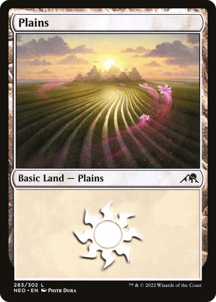 Plains (NEO-283) [Kamigawa: Neon Dynasty] Foil MTG Single Wizards of the Coast