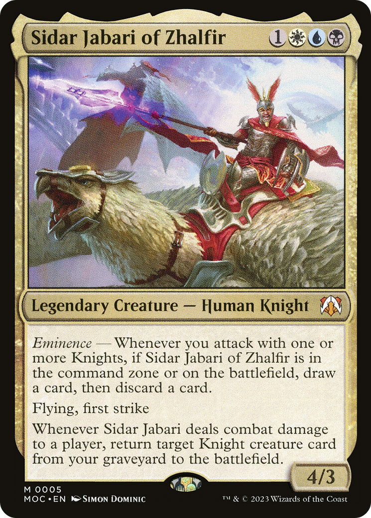 Sidar Jabari of Zhalfir (MOC-005) [March of the Machine Commander] Foil MTG Single Wizards of the Coast