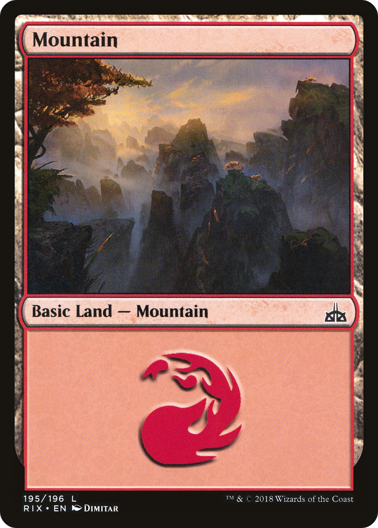 Mountain (RIX-195) [Rivals of Ixalan] Foil MTG Single Wizards of the Coast