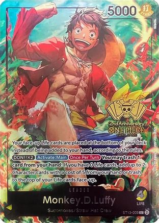 Monkey.D.Luffy (2nd Anniversary Tournament) (ST13-003) [One Piece Promotion Cards] Foil One Piece Single Bandai