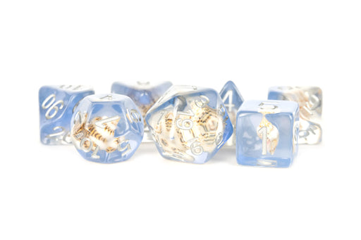 FanRoll: "Sea Conch" Resin Inclusion 7-Die RPG Set 16mm Dice & Gaming Accessories Metallic Dice Games