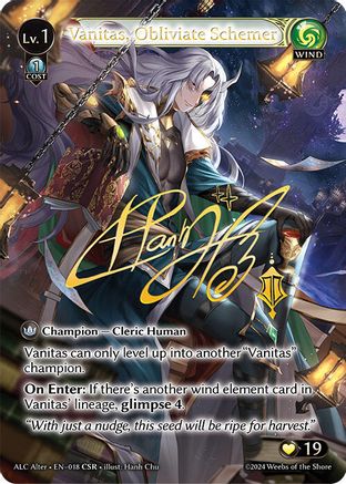 Vanitas, Obliviate Schemer (CSR) (018) [Alchemical Revolution Alter Edition] Grand Archive Single Weebs of the Shore