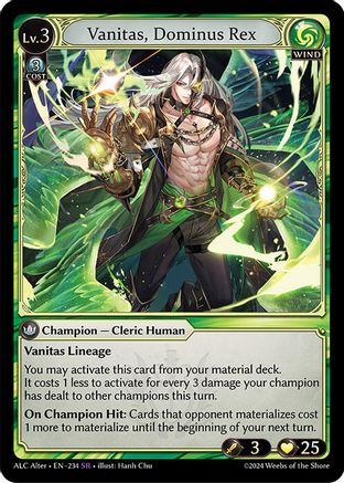 Vanitas, Dominus Rex (234) [Alchemical Revolution Alter Edition] Grand Archive Single Weebs of the Shore