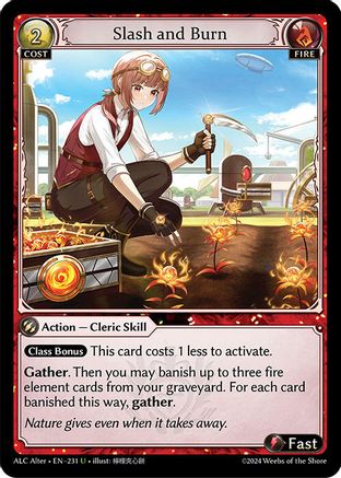 Slash and Burn (231) [Alchemical Revolution Alter Edition] Foil Grand Archive Single Weebs of the Shore