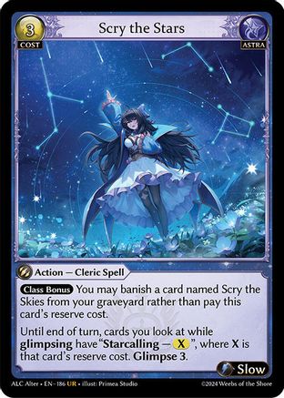 Scry the Stars (186) [Alchemical Revolution Alter Edition] Grand Archive Single Weebs of the Shore