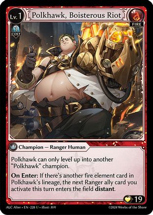 Polkhawk, Boisterous Riot (228) [Alchemical Revolution Alter Edition] Foil Grand Archive Single Weebs of the Shore