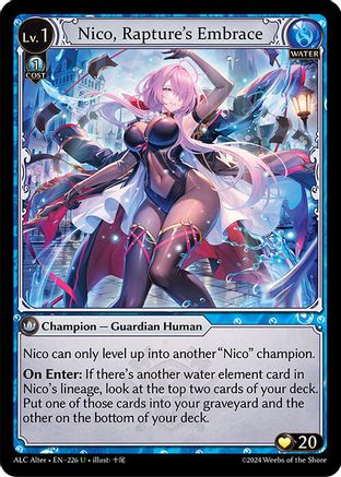 Nico, Rapture's Embrace (226) [Alchemical Revolution Alter Edition] Grand Archive Single Weebs of the Shore