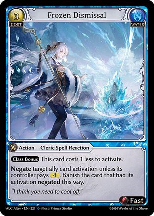 Frozen Dismissal (221) [Alchemical Revolution Alter Edition] Grand Archive Single Weebs of the Shore