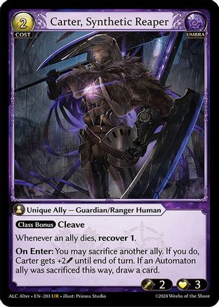 Carter, Synthetic Reaper (203) [Alchemical Revolution Alter Edition] Grand Archive Single Weebs of the Shore