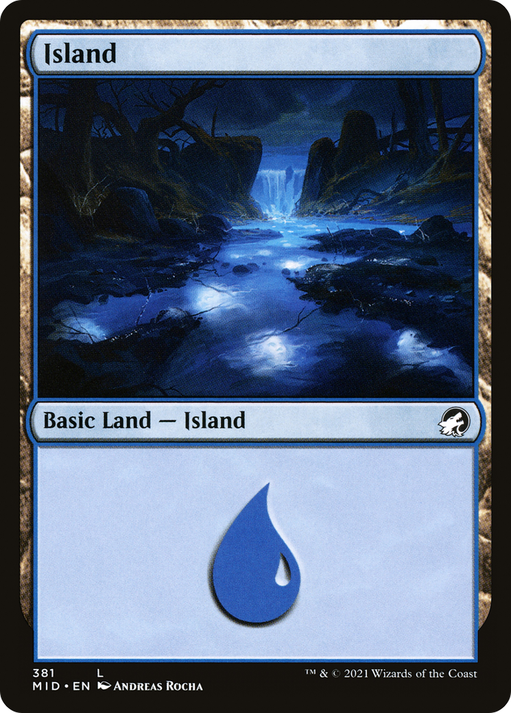 Island (381) (MID-381) [Innistrad: Midnight Hunt] MTG Single Wizards of the Coast