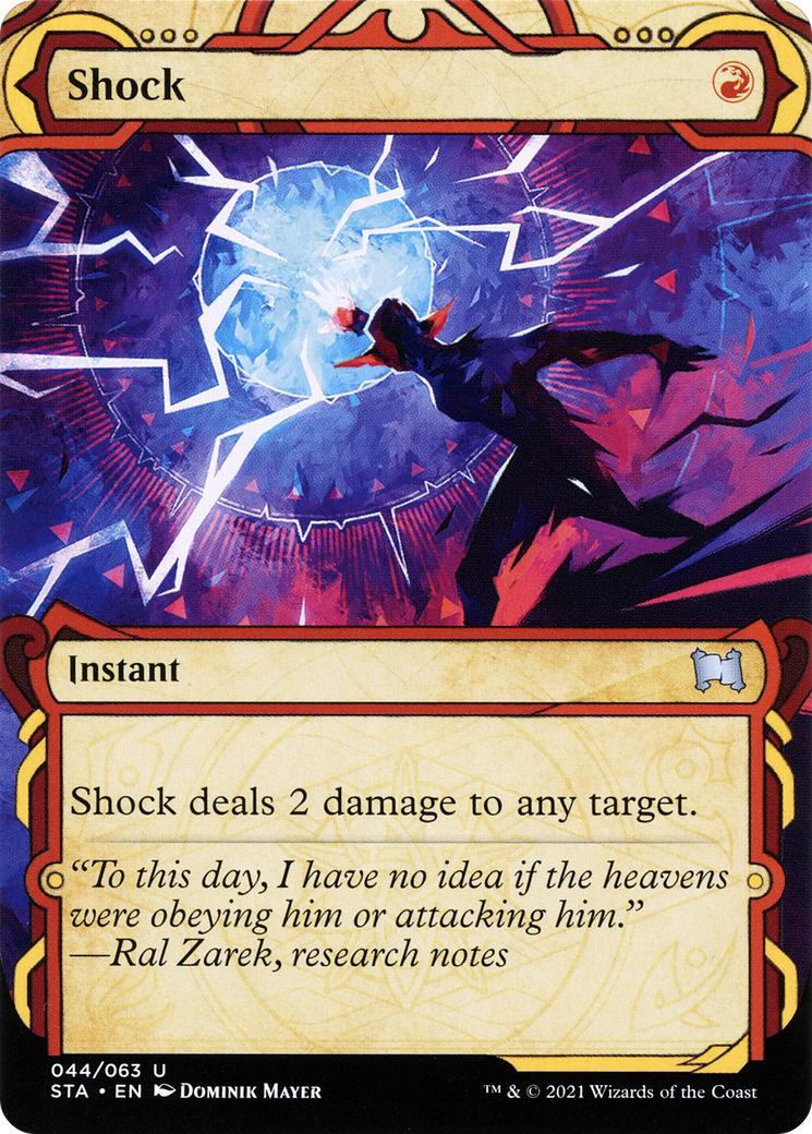 Shock (STA-044) [Strixhaven Mystical Archive] (Showcase) (Borderless) Etched Foil MTG Single Wizards of the Coast
