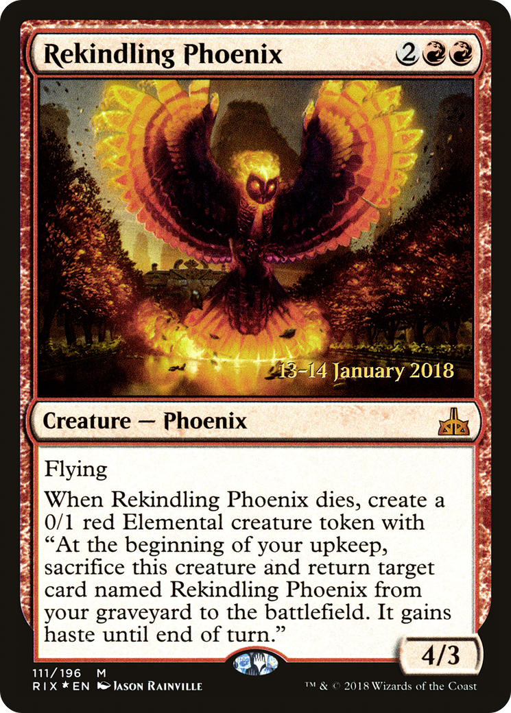 Rekindling Phoenix [Rivals of Ixalan Prerelease Promos] MTG Single Magic: The Gathering