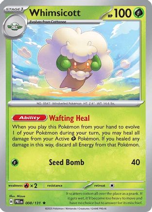 Whimsicott (8) Holofoil [SV: Prismatic Evolutions] Pokemon Single Pokémon