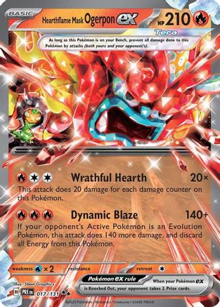 Hearthflame Mask Ogerpon ex - 017/131 Holofoil [SV: Prismatic Evolutions] Pokemon Single Pokémon