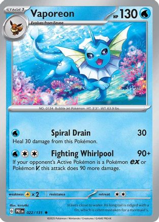 Vaporeon (22) Reverse Holofoil [SV: Prismatic Evolutions] Pokemon Single Pokémon