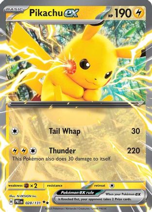 Pikachu ex - 028/131 Holofoil [SV: Prismatic Evolutions] Pokemon Single Pokémon