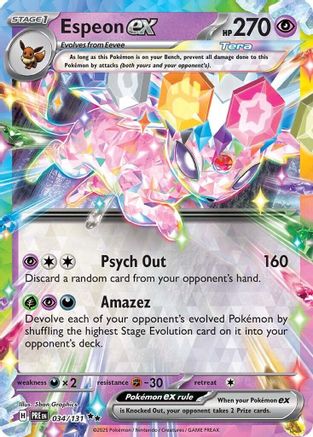 Espeon ex - 034/131 Holofoil [SV: Prismatic Evolutions] Pokemon Single Pokémon