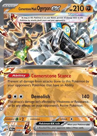 Cornerstone Mask Ogerpon ex - 058/131 Holofoil [SV: Prismatic Evolutions] Pokemon Single Pokémon