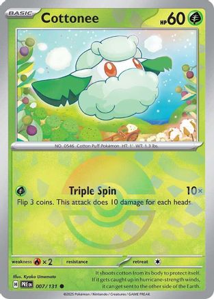 Cottonee (Poke Ball Pattern) (7) - [SV: Prismatic Evolutions] Holofoil Pokemon Single Pokémon