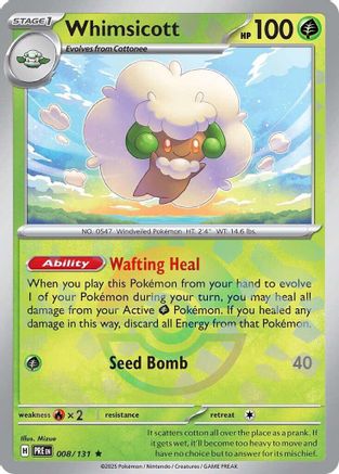 Whimsicott (Poke Ball Pattern) (8) Holofoil [SV: Prismatic Evolutions] Pokemon Single Pokémon