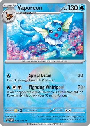 Vaporeon (Poke Ball Pattern) (22) Holofoil [SV: Prismatic Evolutions] Pokemon Single Pokémon