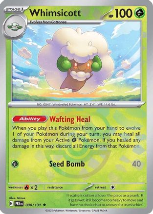 Whimsicott (Master Ball Pattern) (8) Holofoil [SV: Prismatic Evolutions] Pokemon Single Pokémon