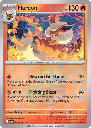 Flareon (Master Ball Pattern) (13) Holofoil [SV: Prismatic Evolutions] Pokemon Single Pokémon