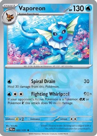 Vaporeon (Master Ball Pattern) (22) Holofoil [SV: Prismatic Evolutions] Pokemon Single Pokémon