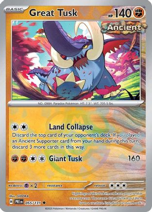 Great Tusk (Master Ball Pattern) (55) Holofoil [SV: Prismatic Evolutions] Pokemon Single Pokémon