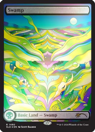 Swamp (1480) (Rainbow Foil) (SLD-1480) [Secret Lair] Drop Series Foil MTG Single Wizards of the Coast