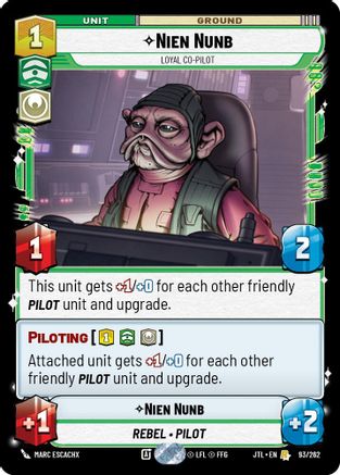 Nien Nunb - Loyal Co-Pilot (093/262) [Jump to Lightspeed] Star Wars: Unlimited Single Disney