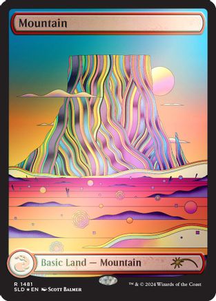 Mountain (1481) (Rainbow Foil) (SLD-1481) [Secret Lair] Drop Series Foil MTG Single Wizards of the Coast