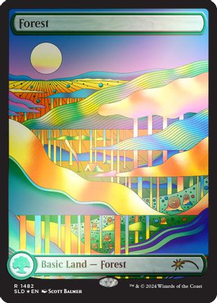 Forest (1482) (Rainbow Foil) (SLD-1482) [Secret Lair] Drop Series Foil MTG Single Wizards of the Coast