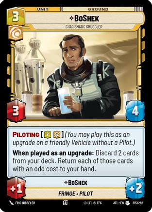 BoShek - Charismatic Smuggler (215/262) [Jump to Lightspeed] Star Wars: Unlimited Single Disney